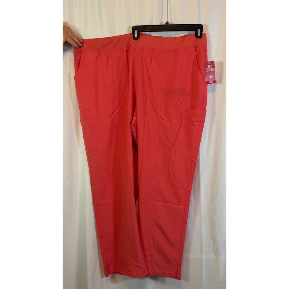NWT Med Couture Energy Womens 8744 3XL Coral Scrub Pants Yoga 2 Cargo Pocket